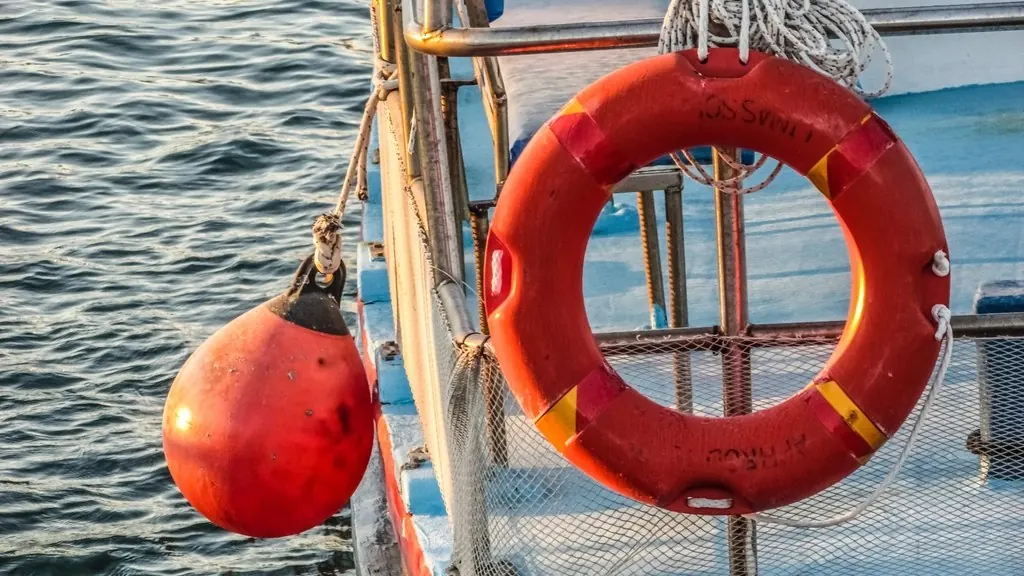 Life buoy on a ship's rail